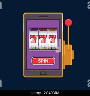 Violet Lucky gagne machine à sous jackpot sur l'illustration de vecteur de téléphone mobile Illustration de Vecteur