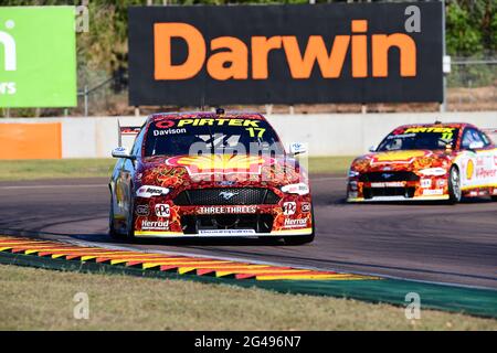 Vallée cachée. Darwin, Australie. 20 juin, 2021.en photo, au championnat australien de Supercars. Will Davison prend le pôle dans la course 14 dans la qualification 2 avec un temps de tour de 1.04.95 dans la Shell V-Power Racing Ford Mustang. Crédit : Karl Phillipson/Optikal/Alay Live News Banque D'Images