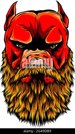 illustration vectorielle de la tête de pitbull avec la barbe Illustration de Vecteur