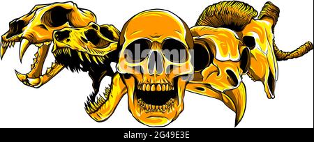 illustration vectorielle de la conception artistique du crâne animal Illustration de Vecteur