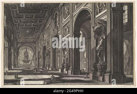 Intérieur du Sint-Jan du peuple Latran à Rome; Veduta Interna della Basilica di S. Giovanni Laterano; faces sur Rome; Vedute di Roma Disegnate Ed Incise da Giambattista Piranesi Archetto (nez) Iano. Vue à Sint-Jan du peuple Latran à Rome. Titre sur Banderol en bas à gauche. Banque D'Images