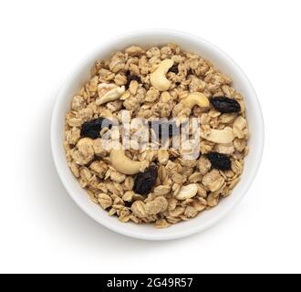 Bol de granola, muesli croquant avec noix, vue de dessus Banque D'Images