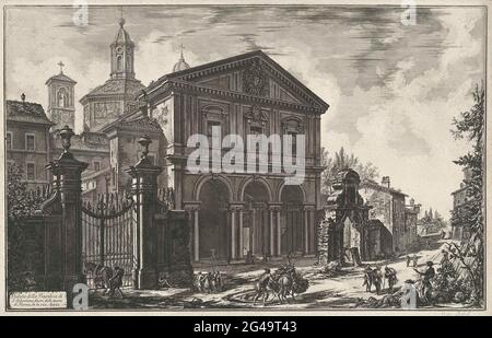 Sint-Sebiagan Buiten de Muren te Rome; vue sur la basilique de S. Sebastiano à l'extérieur des murs de Rome, sur la via Appia; Gezichten op Rome; vues sur Rome conçues et gravées par Giambattista Piranesi Architect VE (nez) iano. Gezicht Op de façade Van de Sint-Sebiagan Buiten de Muren aan de via Appia Antica Buiten Rome. Banque D'Images