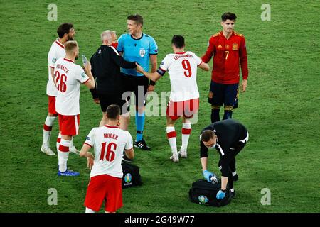 Robert Lewandowski de Pologne manifestations lors du match de football de l'UEFA Euro 2020, Groupe E entre l'Espagne et la Pologne le 19 juin 2021 au stade de la Cartuja à Séville, Espagne - photo Joaquin Corchero / Espagne DPPI / DPPI / LiveMedia Banque D'Images