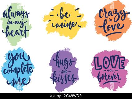 ensemble de lettres love dessinées à la main Illustration de Vecteur