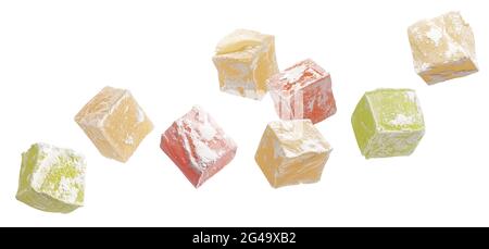 Délice turc tombant isolé sur fond blanc Banque D'Images