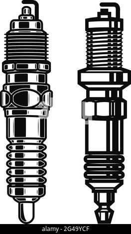 Illustrations des bougies d'allumage de voiture en style gravure. Élément de conception pour affiche, carte, bannière, affiche. Illustration vectorielle Illustration de Vecteur