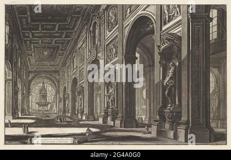 Intérieur du Sint-Jan du peuple Latran à Rome; Veduta Interna della Basilica di S. Giovanni Laterano; faces sur Rome; Vedute di Roma Disegnate Ed Incise da Giambattista Piranesi Archetto (nez) Iano. Vue sur la basilique de Sint-Jan depuis le peuple Lateran à Rome. Titre sur Banderol en bas à gauche. Banque D'Images