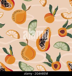 Vecteur dessiné à la main résumé fruits d'été. Illustration de Vecteur