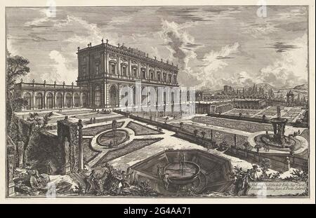 Villa Albani te Rome; vue sur la carte EMO Villa SIG.n. Alesandro Albani à l'extérieur de la porte de salaria; Gezichten op Rome; vues de Rome conçu et gravé par Giambattista Piranesi architecte VE (nez) iano. Gezicht Op Villa Albani en Tuinen te Rome. Titel op Blok Rechters. Banque D'Images