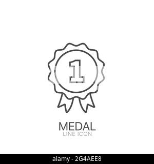 Icône de la médaille. Symbole de l'emblème du gagnant. Chronomètre. Cliquez avec la main, le graphique de rapport et la flèche de téléchargement icône vectorielle. Signe de ligne. Contour modifiable Illustration de Vecteur