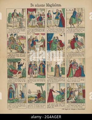 La belle Magdalena. Feuille avec 16 représentations de l'histoire de la propre Magdalena, sur Léopold, fils d'un noble, et Magdalena qui s'enfuit ensemble. Sous chaque image une légende. Numéro en bas à gauche : N° 41. Banque D'Images