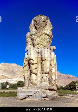 Colosses de Memnon à Louxor, Egypte Banque D'Images