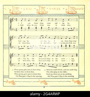 J'ai vu trois navires venir à la voile à partir du livre ' l'opéra du bébé : un livre de vieux rimes, avec de nouvelles robes de Walter Crane, et Edmund Evans publie à Londres et à New York par F. Warne and co. En 1900 Banque D'Images