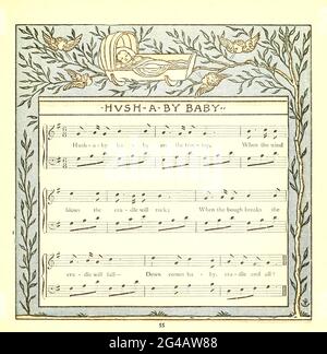 Hush a par bébé ou Rock-a-bye bébé, sur les arbres, / quand le vent souffle, le berceau va rock, / quand le bloc se brise, le berceau va tomber, / et vers le bas va venir bébé, berceau et tout. Dance a Baby from the Book ' l'opéra du bébé : un livre de vieux rimes, avec de nouvelles robes de Walter Crane, et Edmund Evans publie à Londres et à New York par F. Warne and co. En 1900 Banque D'Images