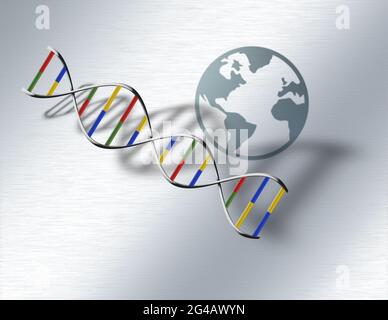 ADN génétique mondial. Rendu 3D. Banque D'Images
