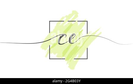 Lettres minuscules calligraphiques ce en une seule ligne sur un arrière-plan coloré dans un cadre. Style simple de l'illustration vectorielle Illustration de Vecteur