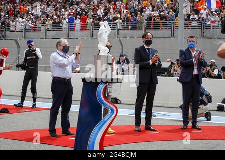 TODT Jean (fra), Président de la FIA, portrait avec DESCHAUX Nicolas et BOULLIER Eric avant le Grand Prix de France des Émirats de Formule 1 2021, 7e tour du Championnat du monde de Formule 1 2021 de la FIA du 18 au 20 juin 2021 sur le circuit Paul Ricard, au Castellet, France - photo Florent Gooden / DPPI / LiveMedia Banque D'Images