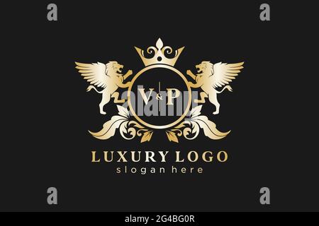 VP lettre Lion Royal Luxury logo template in vector art for Restaurant, Royalty, Boutique, Cafe, Hôtel, Héraldique, bijoux, mode et autre vecteur il Illustration de Vecteur