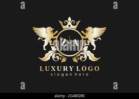 ZA Letter Lion Royal Luxury logo template en illustrations vectorielles pour restaurant, Royalty, Boutique, café, Hôtel, Héraldique, bijoux, mode et autre vecteur il Illustration de Vecteur