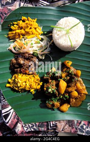 MAURICE. DOMAINE DU RESTAURANT HUNTER. DÉLICES CULINAIRES AU CURRY Banque D'Images