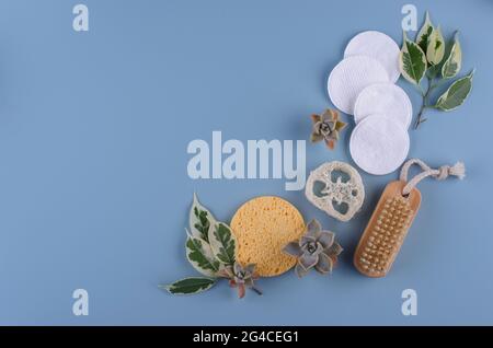 Accessoires réutilisables pour le soin de la peau. Concept de style de vie durable zéro déchet Banque D'Images