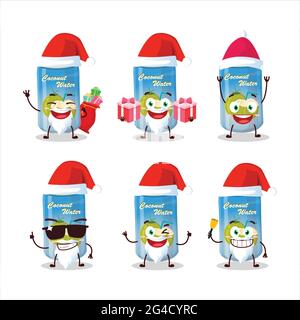 Les émoticônes du Père Noël avec de l'eau de coco peuvent être des personnages de dessin animé. Illustration vectorielle Illustration de Vecteur