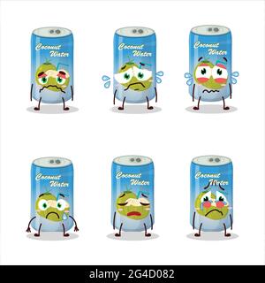 L'eau de noix de coco peut personnage de dessin animé avec une expression triste. Illustration vectorielle Illustration de Vecteur