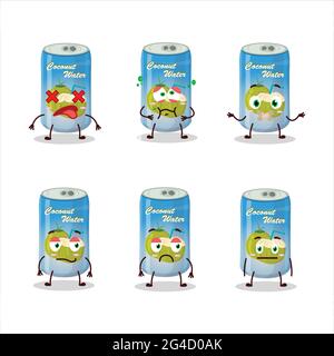 L'eau de noix de coco peut être un personnage de dessin animé avec une expression de corde. Illustration vectorielle Illustration de Vecteur