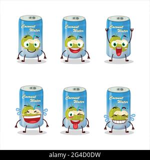 Personnage de dessin animé de l'eau de coco peut avec l'expression du sourire. Illustration vectorielle Illustration de Vecteur