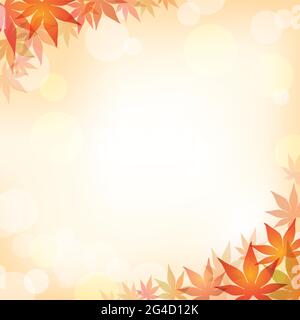 Cadre feuille d'érable d'automne sur FOND de bokeh abstrait de couleur pastel. Illustration vectorielle. Illustration de Vecteur