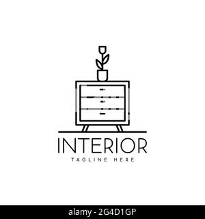 logo design silhouette intérieur table de nuit décoration illustration vectorielle Illustration de Vecteur