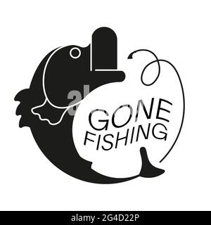 Logo simple poisson isolé sur fond blanc. Convient pour la compagnie de pêche et le restaurant. Illustration de vecteur d'art plat Illustration de Vecteur