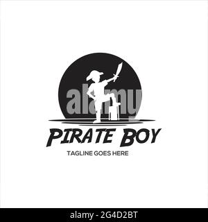 Inspiration pour le design du logo Pirate Boy Captain Banque D'Images