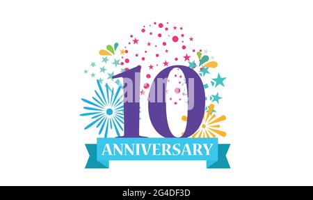 Modèle du 10 e anniversaire pour le design de la bannière. Concept de mariage. Vecteur de brut Illustration de Vecteur