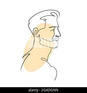 Visage de l'homme abstrait, silhouette de style minimaliste.la ligne continue noire et les taches colorées abstraites.concept de conception moderne.vecteur de stock Illustration de Vecteur