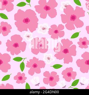 Motif sans couture avec boutons de fleurs roses et feuilles vertes.fond sans fin pour votre conception.dessin à la main Illustration du stock. Illustration de Vecteur