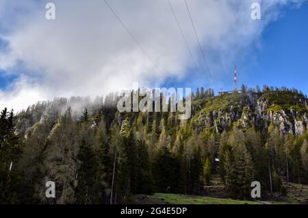 Lienzer Dolomiten, Osttirol, Rauchkofel, mât, Gittermaast, Sendemast, Sender, Grundnetzsender, ORS, antenne, Senden, radio, DVB-T2, DVB-T, UKW, TV, Fe Banque D'Images