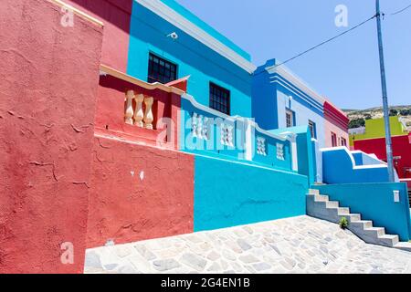 Maisons colorées dans le quartier de Bo Kaap, le Cap, Afrique du Sud, Afrique Banque D'Images