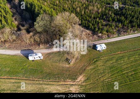 Deux camping-car, dans les ardennes belges, Wallonie Banque D'Images