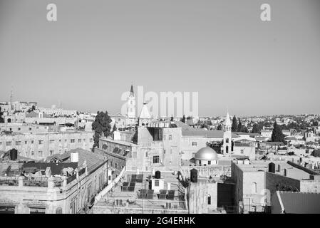 Vue sur les toits de Jérusalem depuis la Tour de David, Israël Banque D'Images