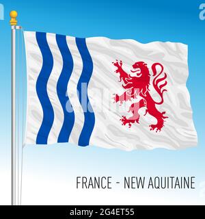 Nouveau drapeau régional Aquitaine, France, Union européenne, illustration vectorielle Illustration de Vecteur