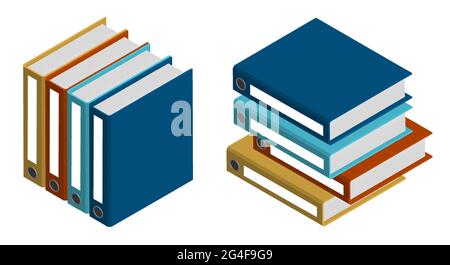 archive isométrique avec documents. Stockage de documents comptables, financiers et personnels dans des archives. Pile de dossiers. Vecteur 3D réaliste Illustration de Vecteur