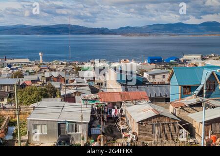 Vue aérienne d'Ushuaia, Argentine Banque D'Images