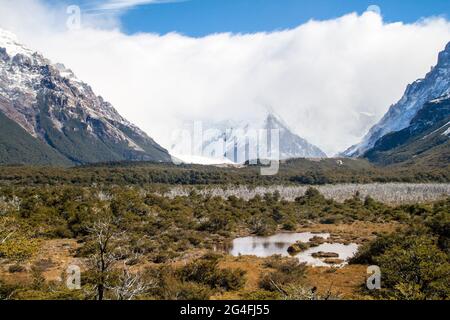 Vallée du Rio Fitz Roy dans le parc national Los Glaciares, Patagonie, Argentine Banque D'Images