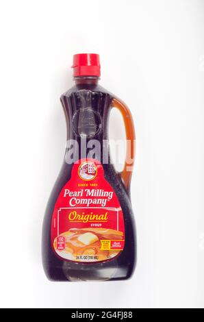 Pearl Milling, nouvelle identité pour tante Jemima, bouteille de sirop d'origine Banque D'Images