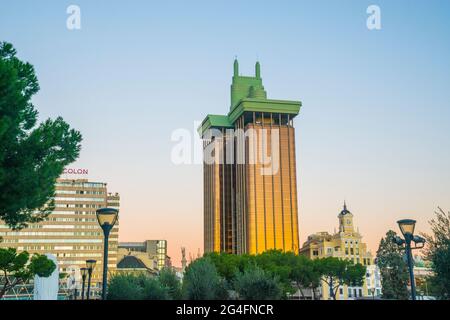 Tours Jerez. Plaza de Colon, Madrid, Espagne. Banque D'Images