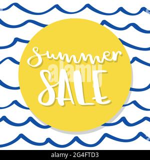 Lettrage été. Arrière-plan des courbes. Illustration vectorielle, dessin à la main Illustration de Vecteur