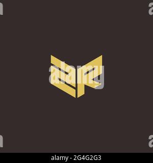 Logo Letter modèle initial de logos Designs avec fond doré et noir, Vector Icon Modern Illustration de Vecteur