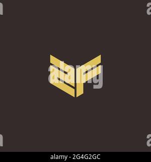 Logo Letter modèle initial de logos Designs avec fond doré et noir, Vector Icon Modern Illustration de Vecteur